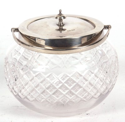 Lot 241 - George V cut glass and silver biscuit barrel...