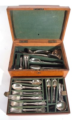 Lot 161 - Antique canteen of silver plated cutlery with...