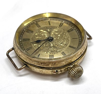 Lot 283 - A yellow metal pocket watch, converted to a...