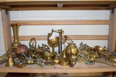 Lot 514 - Collection of assorted brass ornaments, vases,...