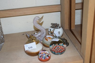 Lot 516 - Mixed Lot: Table lighter, paper weight, glass...