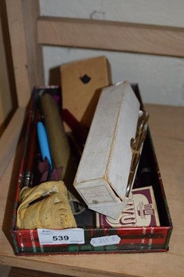 Lot 539 - Box of various assorted pens and other items