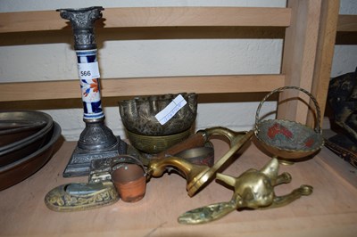 Lot 566 - Mixed Lot: Porcelain and metal candlestick,...