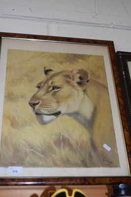 Lot 570 - Study of a lioness, framed and glazed
