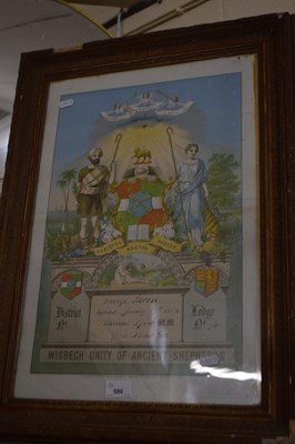 Lot 586 - Framed certificate Wisbech Unity of Ancient...