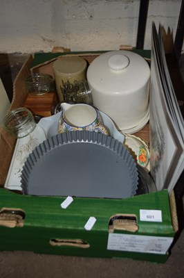 Lot 601 - One box of various ceramics, kitchen wares etc