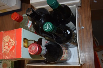 Lot 610 - Box of various assorted ginger wine, Gilbeys...