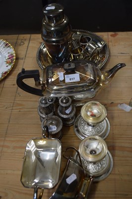 Lot 617 - Mixed Lot: Silver plated tea set, cruet,...