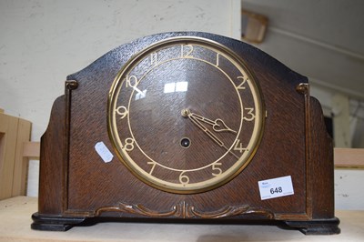 Lot 648 - Smiths Enfield oak cased mantel clock