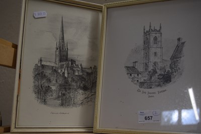 Lot 657 - Two coloured prints, Norwich Cathedral and The...
