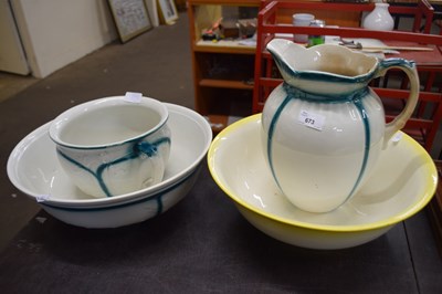Lot 673 - Two wash bowls, wash jug and chamber pot