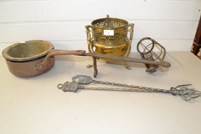 Lot 3 - Mixed Lot: 19th Century iron and brass pan,...