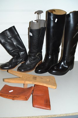 Lot 15 - Two pairs of various riding boots and boot jack