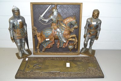 Lot 30 - Two plaster work models of Knights and two...