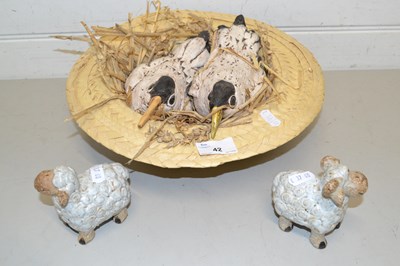 Lot 42 - Mixed Lot comprising ceramic model birds in a...