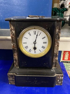 Lot 65 - Black slate and marble cased mantel clock