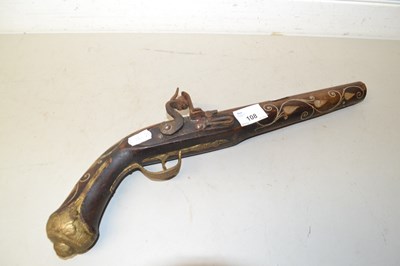 Lot 108 - Inlaid Afghan type pistol, probably a tourist...