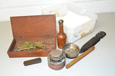 Lot 144 - Box of mixed items to include military beam...