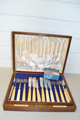Lot 185 - Case of silver plated fish cutlery by the...