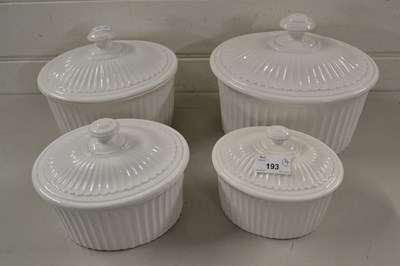 Lot 193 - Set of four oval white glazed serving dishes