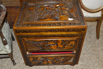 Lot 247 - Modern Oriental heavily carved two drawer chest