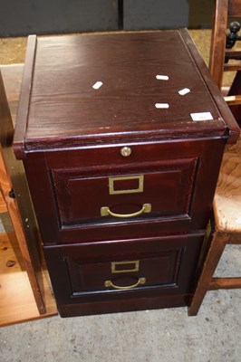 Lot 251 - Dark wood finish two drawer filing cabinet