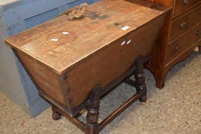 Lot 288 - Small 19th Century oak dough bin on turned...