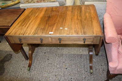 Lot 296 - Reproduction walnut veneered sofa table with...