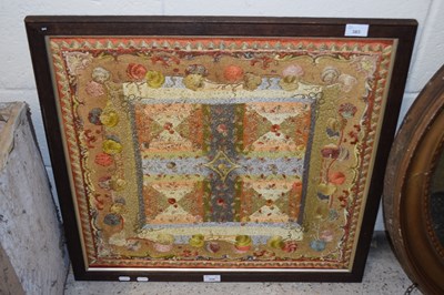 Lot 383 - Indian needlework panel decorated with squares...