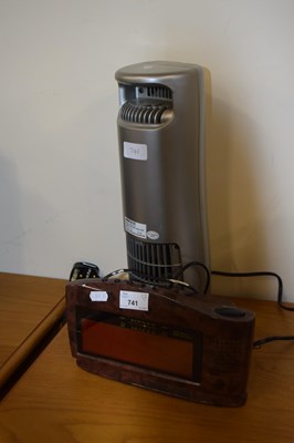 Lot 741 - Small radio alarm clock and small electric heater