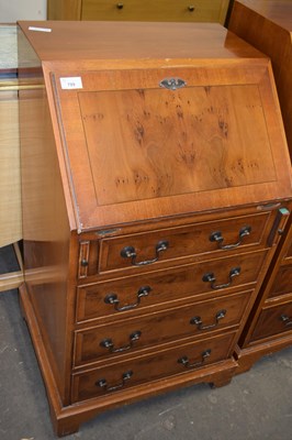 Lot 799 - Small reproduction yew  wood bureau, 50cm wide