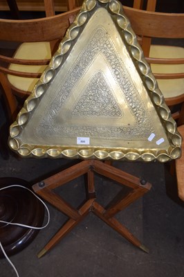 Lot 806 - Unusual triangular brass tray topped...