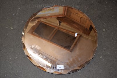 Lot 848 - Circular bevelled tinted wall mirror