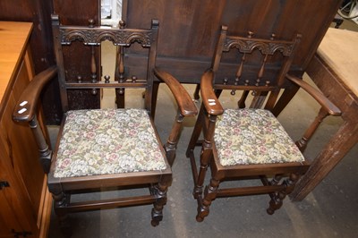 Lot 864 - Pair of oak carver chairs, probably Ercol