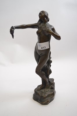 Lot 413 - Bronze study of a female nude bearing...