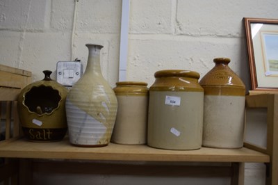 Lot 534 - Mixed Lot: Stoneware flagon, vase, storage...