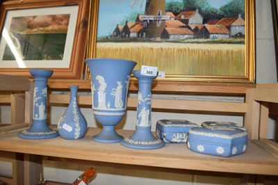 Lot 555 - Collection of Wedgwood Blue Jasper ware items