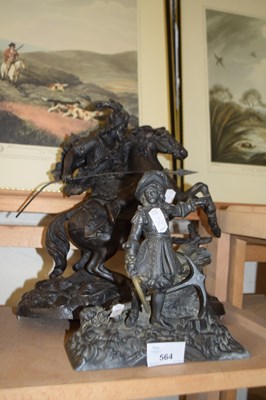 Lot 564 - Bronze Spelter model of a Knight on horseback...