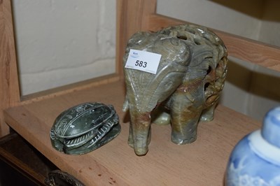 Lot 583 - Modern polished stone model of an elephant...