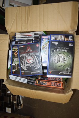 Lot 590 - Box of X-Box and Playstation 2 games and others