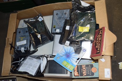 Lot 643 - One box of various vintage telephones, radio...