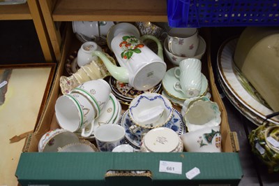 Lot 661 - Box of various assorted mixed tea wares etc