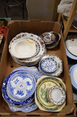 Lot 668 - Box of various assorted decorated plates and...