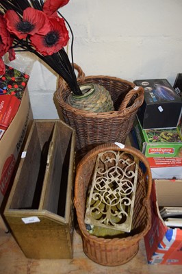 Lot 685 - Mixed Lot: Brass mounted magazine rack, brass...