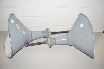 Lot 14 - Pair of grey enamel industrial ceiling lights