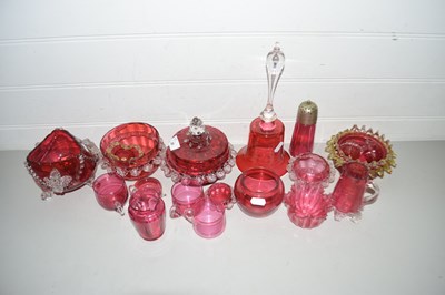 Lot 20 - Collection of various assorted cranberry glass...