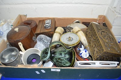 Lot 38 - Box of mixed items to include barometer,...