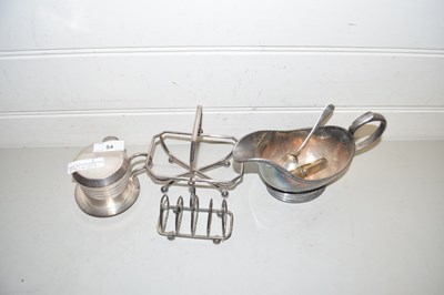 Lot 54 - Mixed Lot: Silver plated sauce boat and other...