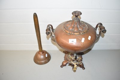 Lot 69 - Vintage copper samovar or tea urn together...