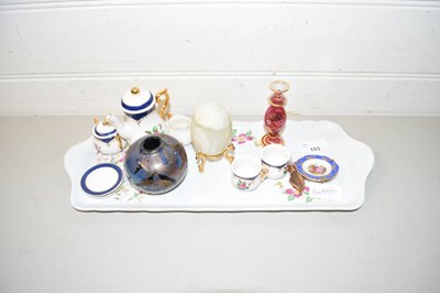 Lot 103 - Dressing table tray, miniature tea set,...